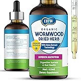 Wormwood Tincture, Organic Wormwood Drops with Black Walnut for Detox, Natural Intestinal Cleanse and Digestive Cleanse Supplement, Alcohol-Free, 60 Ml