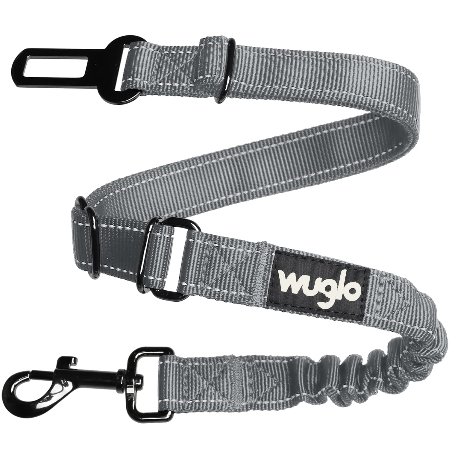 Wuglo 30-95cm Dog Seat Belt - Dog Car Harness with Strong Elastic Belt - Durable & Safe Dogs Cars Seat Belts Clip - Universal Dog Seatbelt for Car Travel (Grey)