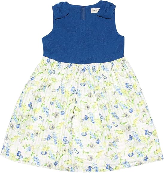Amazon ムーノンノン Moononnon むーのんのん 子供服 女の子 ワンピース ジャンパースカート ノースリーブ 発表会 結婚式 フォーマル お出かけ着 花柄リボン 裏地つきギャザー ブルー 1cm フォーマル 通販