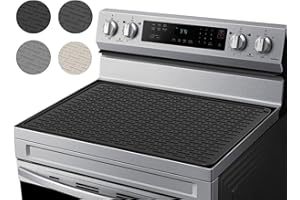 ULTIBE 28"x20" Silicone Electric Stove Cover Mat, Heat Resistant Stovetop Protector for Electric Cooktops, Non-Slip Glass Cooktop Cover, XL Dish Drying Mat for Kitchen Countertops (Black)