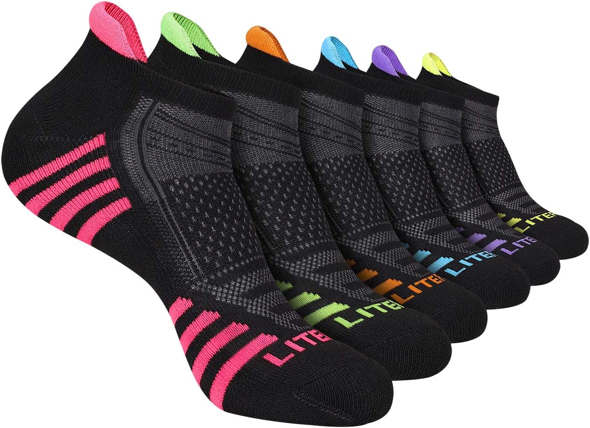 LITERRA Womens Ankle Socks 6-Pairs Athletic Running Low Cut Socks Cushioned : Sports & Outdoors
