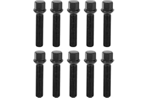 TUCKBOLD M14x1.5mm Ball Seat Wheel Lug Bolt for Volkswagen 19mm Hex 60mm Shank Length Sturdy | Extended Bolts Black 10 Pcs