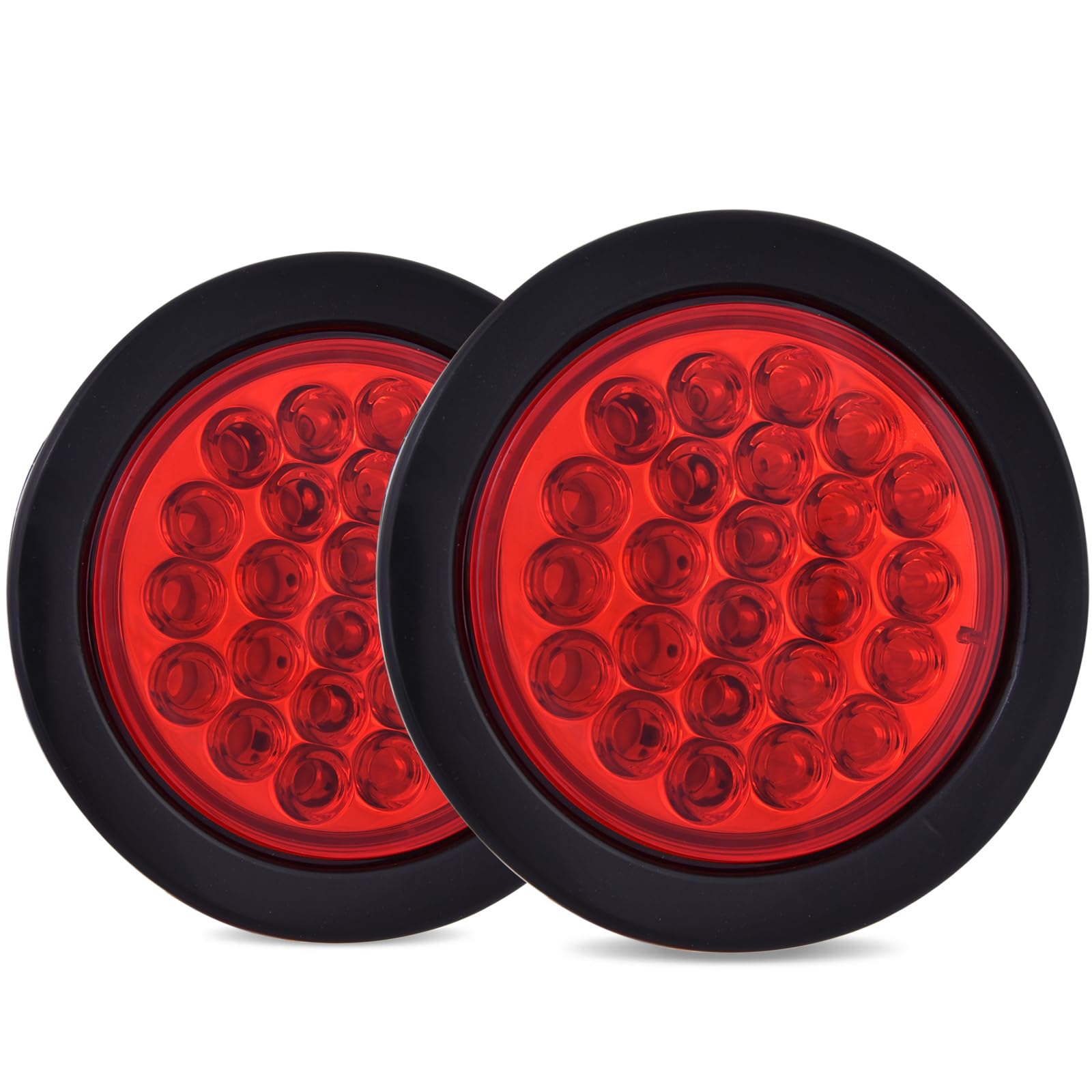 Photo 1 of 4 Inch Round Trailer Tail Light for 12V Truck Trailer Bus RV Camper ATV UTV 24LED Back Up Reverse Light Waterproof w/Flush Mount Grommets Plugs