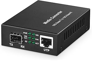 MokerLink 10 Gigabit SFP to 10G RJ45 Converter, 10G/5G/2.5G/1G/100M Copper, 10GBASE-X SFP+ Slot, Unmanaged Metal Fiber to Eth