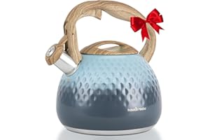 HAUCE RADIO Tea Kettle, Loud Whistle Tea Kettles for Stovetop,Food Grade Stainless Steel Tea kettles for Stove Top with Anti-hot Ergonomic Handlefor Tea, Coffee, Milk,2.5QT