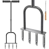 Dolibest Manual Aerator Lawn Tool, Manual Yard Plug Aerators with 4 Stainless Steel Semi-Open Plugs, Pre-Assembled Manual Grass Aerating Tool &amp; Clean Hand Tool, Improving Lawn Health -37Inch