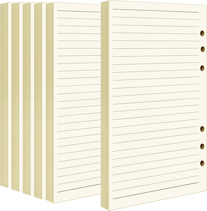 Fandamei 6 Pack A5 Refills 270 Sheets 540 Pages 8mm Ruled 6-Hole Loose Leaf