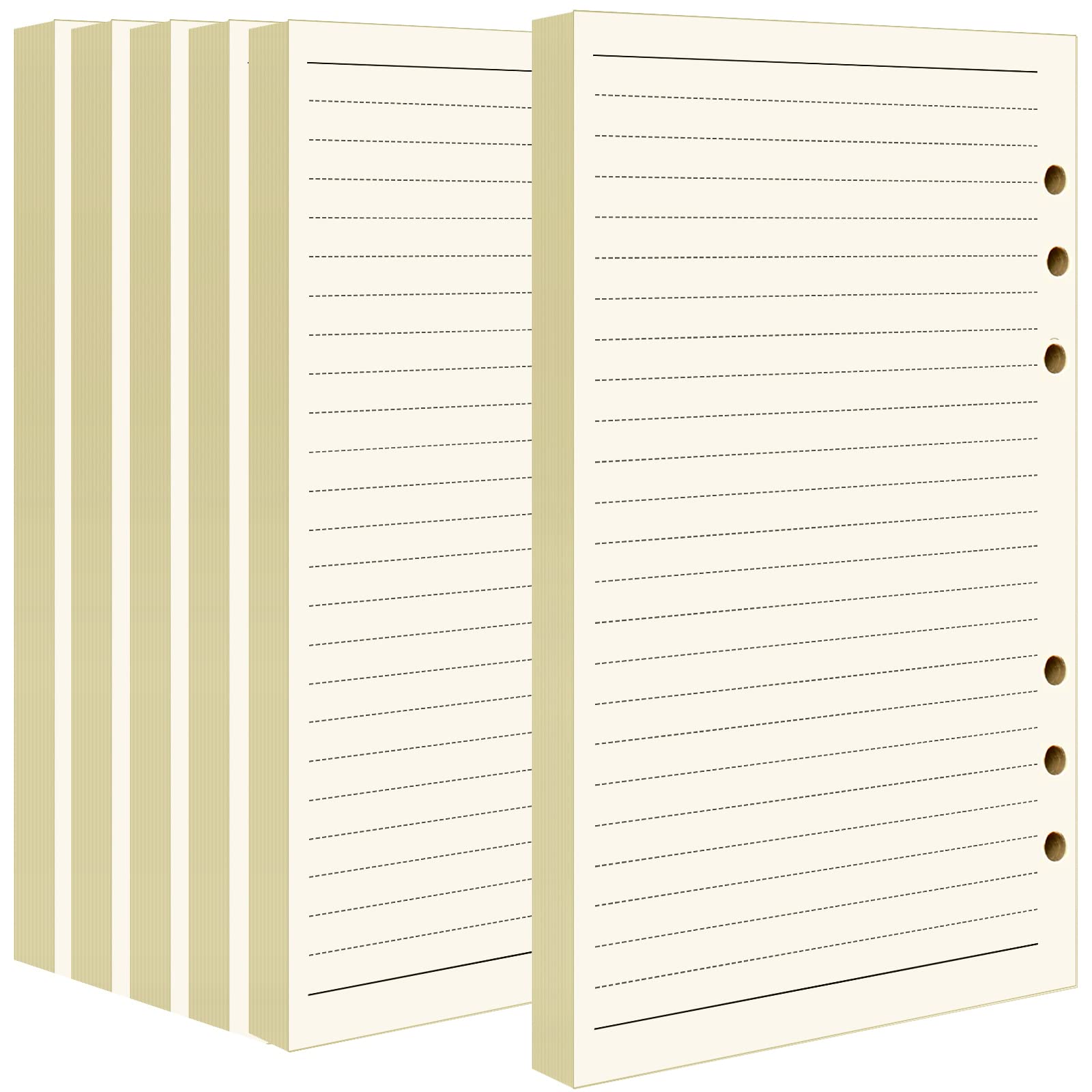 FANDAMEI 6 Pack A5 Refills Paper - 540 Pages/270 Sheets A5 Insert Ruled Lined Paper, 6 Hole Loose Leaf Punched Paper Refill for Diary Notebook