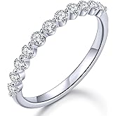 KSTYLE Moissanite Wedding Bands for Women Eternity Band Ring, D Color VVS1 Clarity Sterling Silver Rings 18K White Gold Plated Stacking Engagement Ring for Women-New Shared Prong Setting