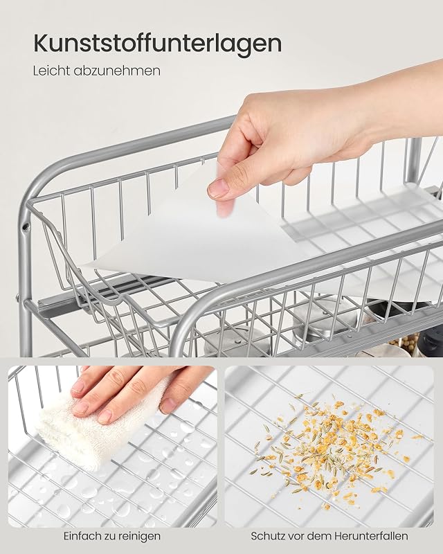Küchenregal, 2 Ebenen, mit Metallkörben, stapelbar, erweiterbar