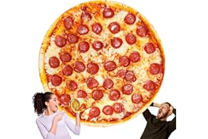 HDFK Pizza Blanket for Kids Double Sided Adult Size Red Pepperoni Realistic Food Fleece Cheese Fluffy Throw Blankets Flannel Funny Novelty Present 60 inches Round Lightweight White Elephant Christmas
