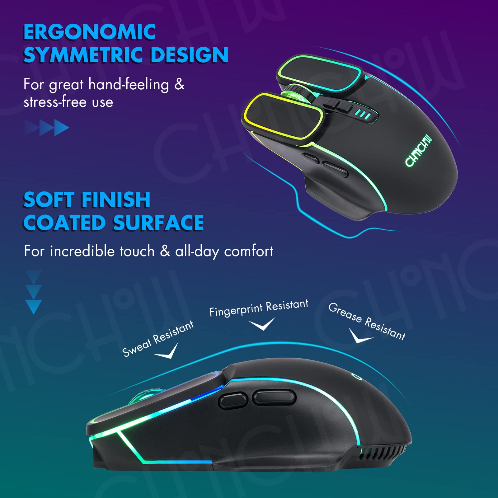 CHONCHOW Wireless Gaming Keyboard and Mouse Combo, Rechargeable Rainbow LED Light Up Wireless Keyboard and Ergonomic Wireless Gaming Mouse, Wireless Gaming Mouse Keyboard for Xbox PS4 PS5 PC Laptop