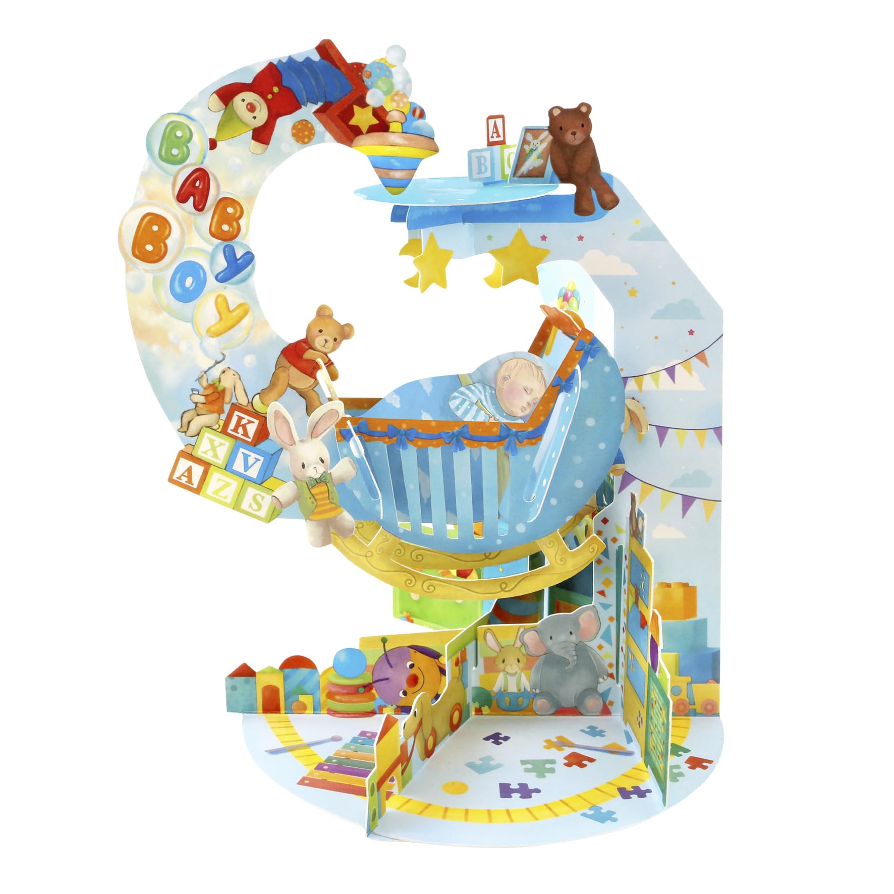 SANTORO Pendulum, 3D Pop Up Greeting Card - Baby Boy - For New Baby Boy, First Birthday | Baby Shower Gifts For Boy | Congratulations Baby Card
