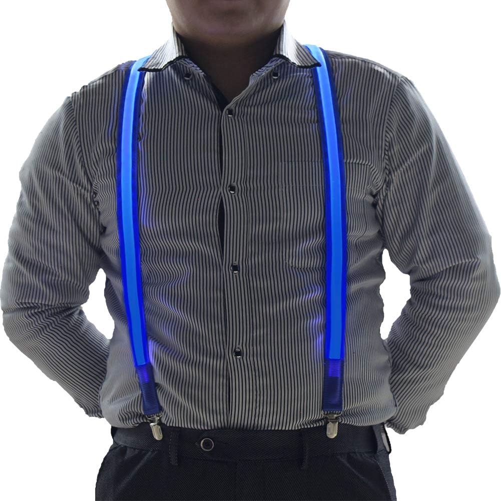 LED Suspenders for Men Adjustable Rave Suspenders Y Back Light Up Glowing Pant Braces Ideal for Party