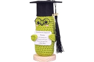 CoFuBcad 2025 Graduation Gift Emotional Support Cucumber Graduation Cap Gift, Cute Knitted Crochet Cucumber Doll with Doctoral Hat Toy with Room Decoration(A2)