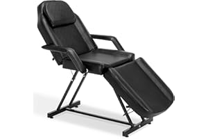 BarberPub Adjustable Tattoo Chair, 72" Multi-Purpose Facial Bed, Tattoo Treatment Table for Clients & Estheticians, 0015 (Black)