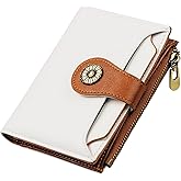 VEESKYEE Small Wallet Women RFID Blocking Soft Leather Bifold Compact Card Holder Wallet for Women with Zipper Coin Pocket Beige Brown