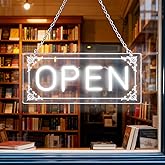 Open Signs for Business, LED Neon Open Sign Lighted Open Lights for Business Window Door Wall Hanging Coffee Snack Bar Restaurant Barbershop Retails Store Shop, USB Power & Dimmab
