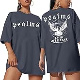 Faith Over Fear Tshirt Christian Shirts Women Oversized Jesus Shirt Bible Verse Shirts Inspirational Tee Tops