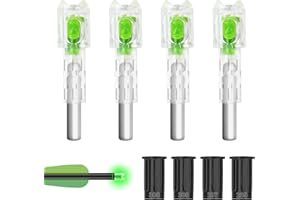 Omoojee 4PCS Lighted Nocks Universal Fit for Crossbow Bolts with .285”/.297”/.300”/.305” Bushings, High-Visibility LED Arrow Nocks, ON/Off Switch Included