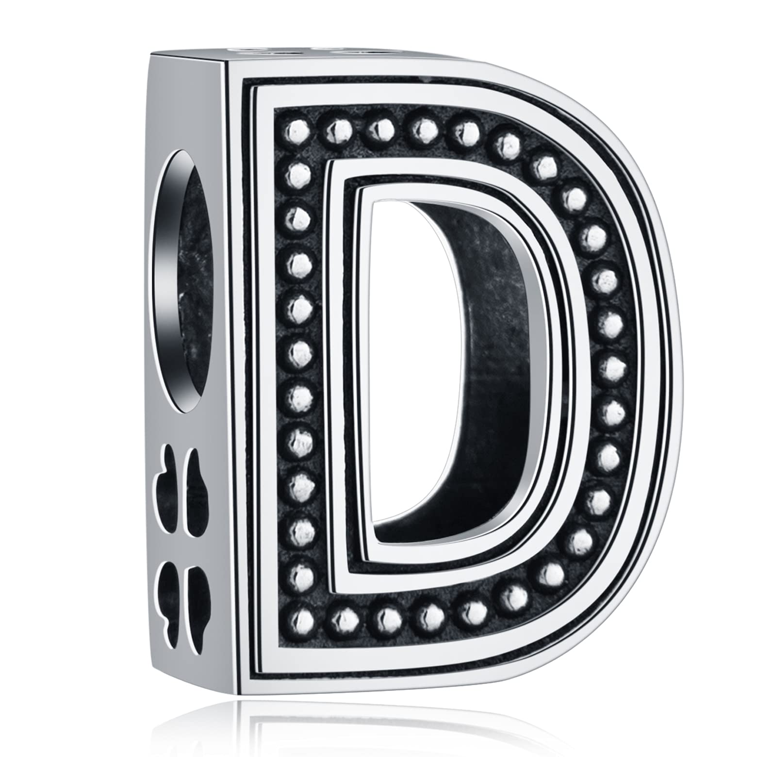 Letter D Charms, Initial D Alphabet Beads in Vintage 925 Sterling Silver, fits Pandora Christmas Charm Bracelet, Personalized Gift for Dad/Daddy/Daughter