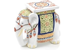 Leinuosen Elephant Table 16.5inch Bohemian Elephant Garden Stool Modern Indoor Outdoor Balcony Garden Patio Yard Lawn Home Supply for Decor Gift Coastal Cottage Traditional Resin(Primary Color)