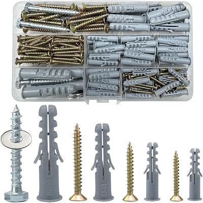 Lemiyoo 188 Pcs Screws And Wall Plugs Set Heavy Duty Mix M5 6 8 10 Anchors