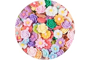 Sukiiy 60PCS Flower Flatback Resin Charms, 3D Flower Resin Charms Embellishments Beads Set for Crafts, Slime Charms for Crafts DIY Making, Phone Case, Hair Clip