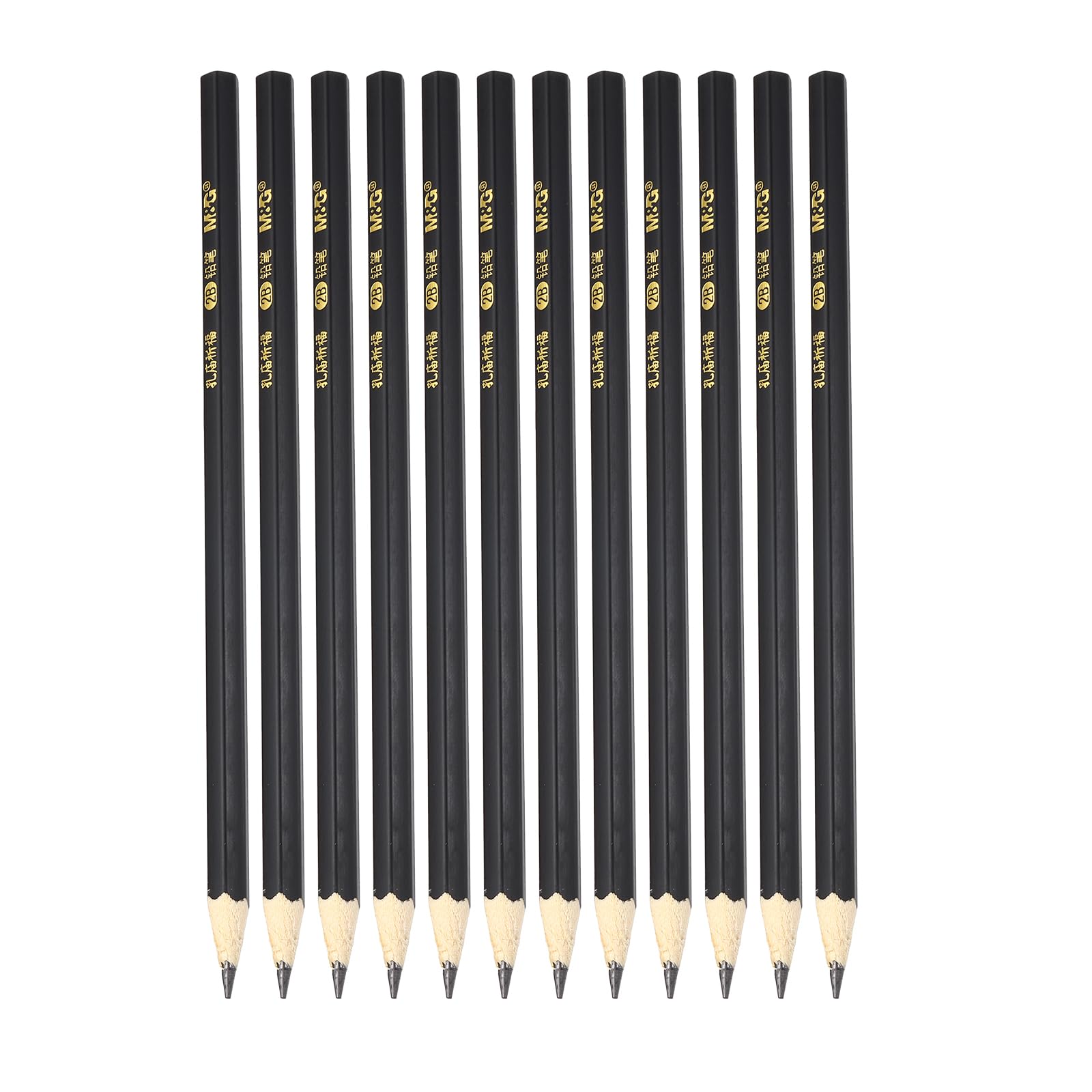 M&G Wooden Hexagonal Pencils, 12 Pcs 2B Pencils Graphite Round Pencils for Classroom Teacher Office Supplies, Black