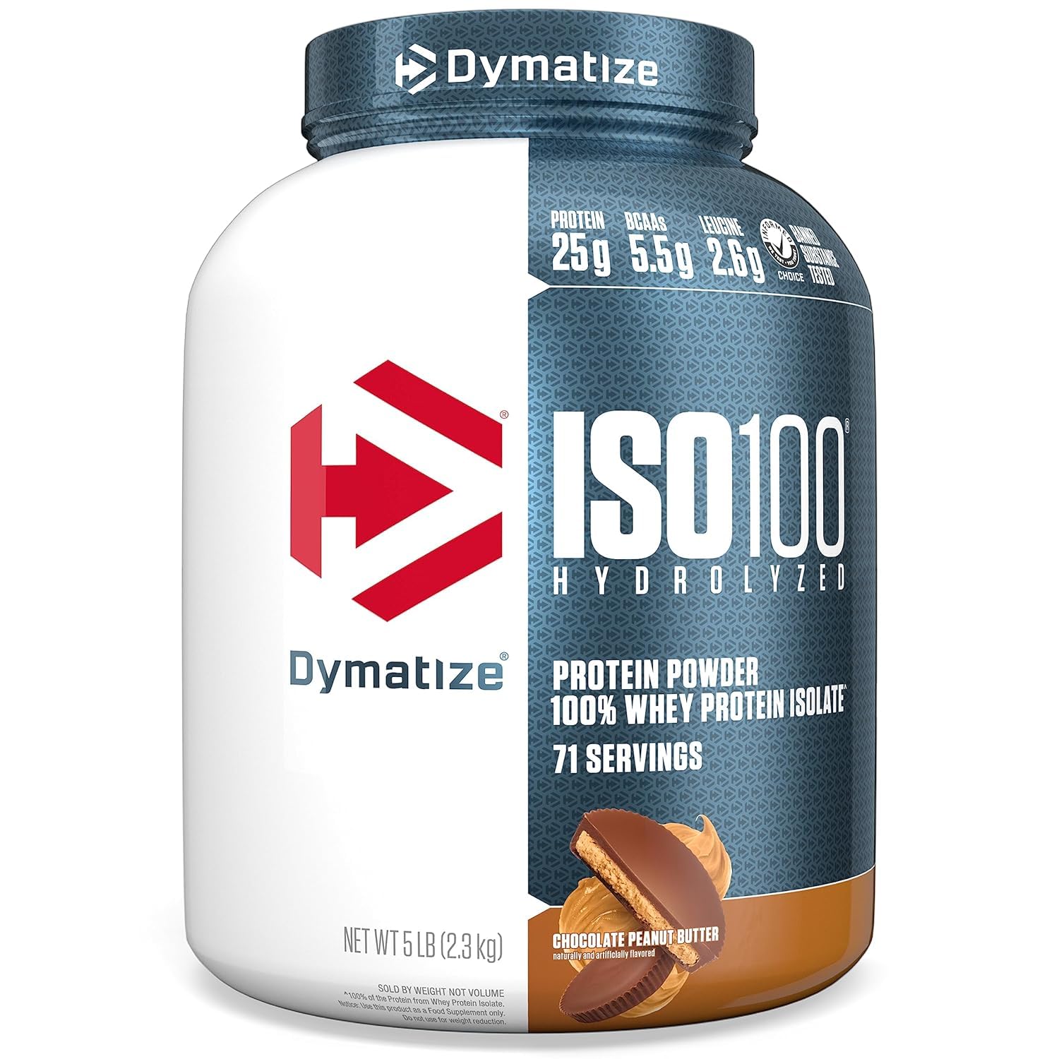 Dymatize Elite Casein Protein Powder, Slow Absorbing with Muscle Building Amino Acids & ISO 100 Whey Protein Powder with 25g of Hydrolyzed 100% Whey Isolate, Chocolate Peanut Butter, 5 Pound