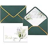 Heavy Duty Thank You Cards with Envelopes - 36 PK Gold Notes 4x6 Inches Baby Shower Wedding Small Business Graduation Funeral Bridal (Greenery)