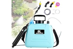 AGOAL 2.4 Gallon Battery Powered Sprayer, Electric Battery Operated Sprayer, Weed Power Sprayers in Lawn and Garden with Adjustable Shoulder Strap and Rechargeable Handle, 3 Mist Nozzles (Blue)