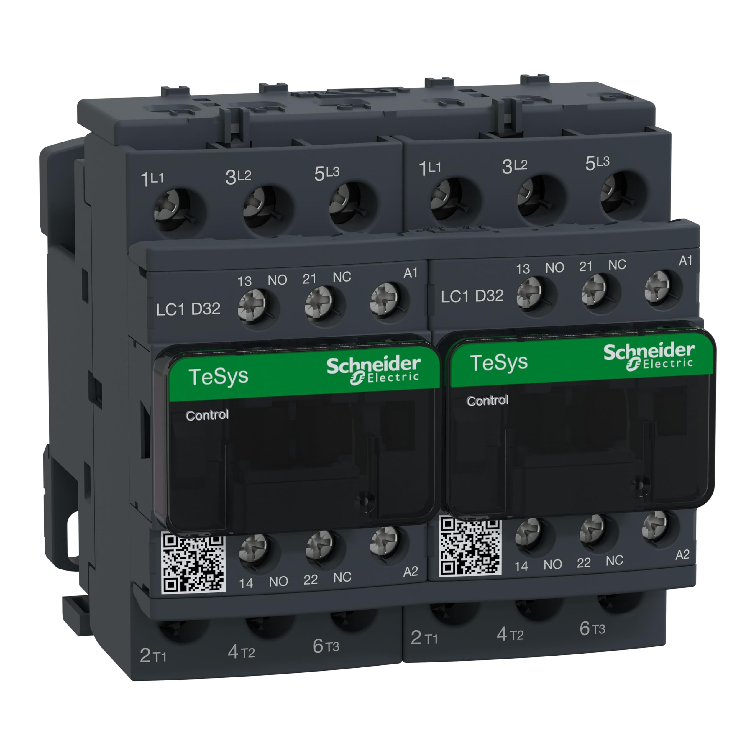 Schneider Electric TeSys Deca reversing contactor,3P(3NO),AC-3,=440V 32A,110V AC coil,LC2D32F7