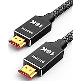 Capshi 96Gbps HDMI Cable 2.2 6.6ft, 16K@60Hz, 8K@120Hz, 4K@240Hz, High Speed Cord for PS5/4, TV, Gaming Console, Monitor, Support HDR, eARC, DTS:X, HDCP 2.2 & 2.3, Braided, Grey