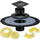 Shower Drain Flange Kit Compatible with Schluter Systems kerdi Shower Drain, with Vertical ABS 2 Inch Flange, ABS Plastic Pipe, Corners and Seals, CUPC Certification, Matte Black