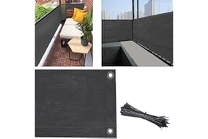 AOCHENLY Balcony Privacy Screen Cover, 3.0ft x10ft Fence Screen Balcony Shield Cover UV-Resistant Visibility Reduction Windscreen Garden Fence with Cable Ties (3x10ft, Grey)