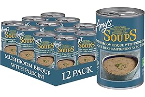 Amy’s Kitchen Organic Mushroom Bisque with Porcini–Gluten-Free, Soy-Free, Tree Nut-Free, Kosher, 12-pack (398ml per can)