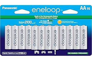 Panasonic BK-3MCCA16FA eneloop AA 2100 Cycle Ni-MH Pre-Charged Rechargeable Batteries, 16 Pack