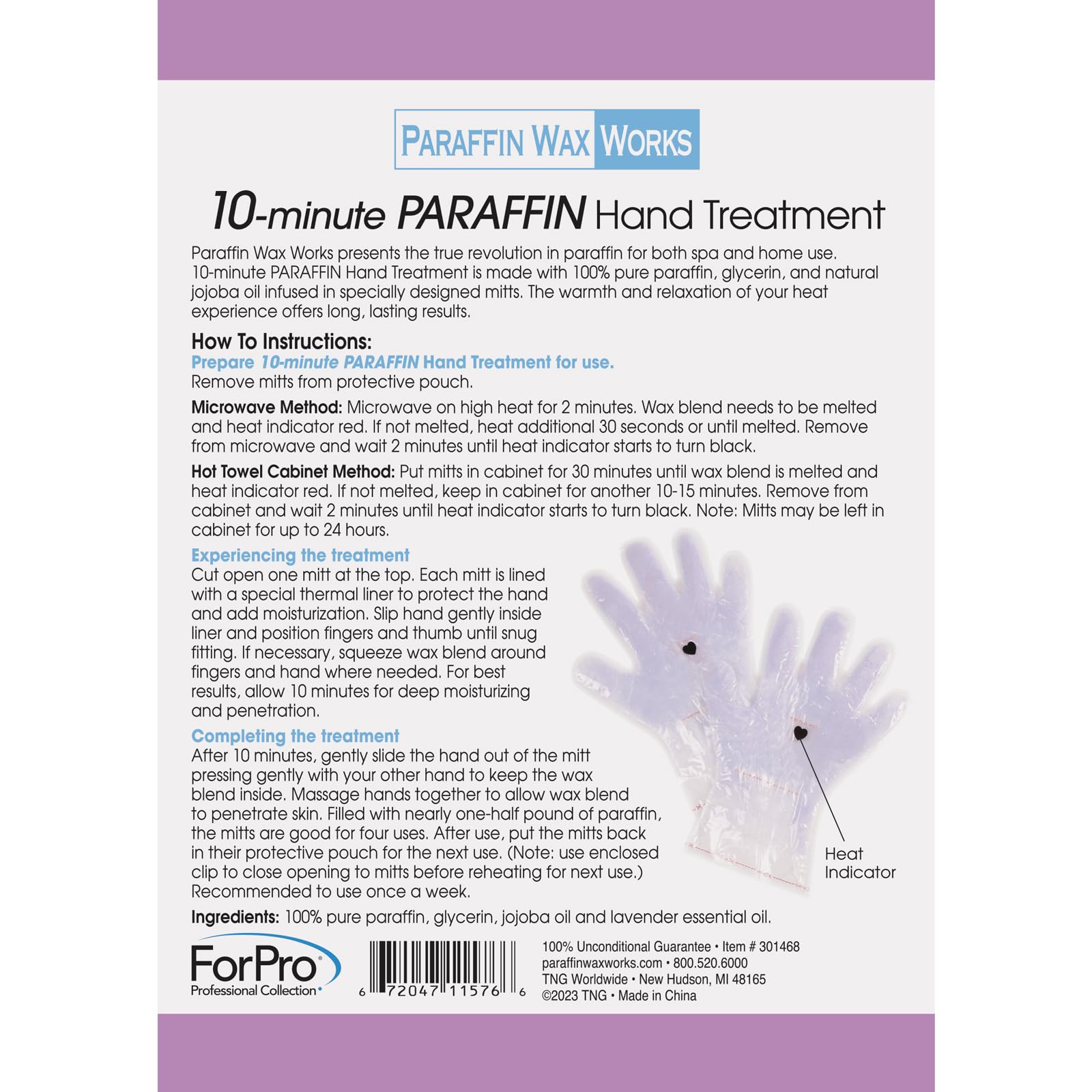 10-Minute Paraffin Hand Treatment, Relaxing Lavender, Spa and Home Treatment Gloves, One-Pair