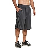 HQUEC Men's 12" Athletic Shorts Long Basketball Workout Shorts Below Knee Loose-Fit with Pockets