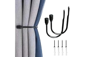 YH YAO Metal Curtain Holdbacks, 2PCS U Shaped Wall Mounted Hook for Home Decor, Decorative Curtain Tieback Curtain Drapery Tiebacks Hooks Curtain Hooks for Wall (Black)