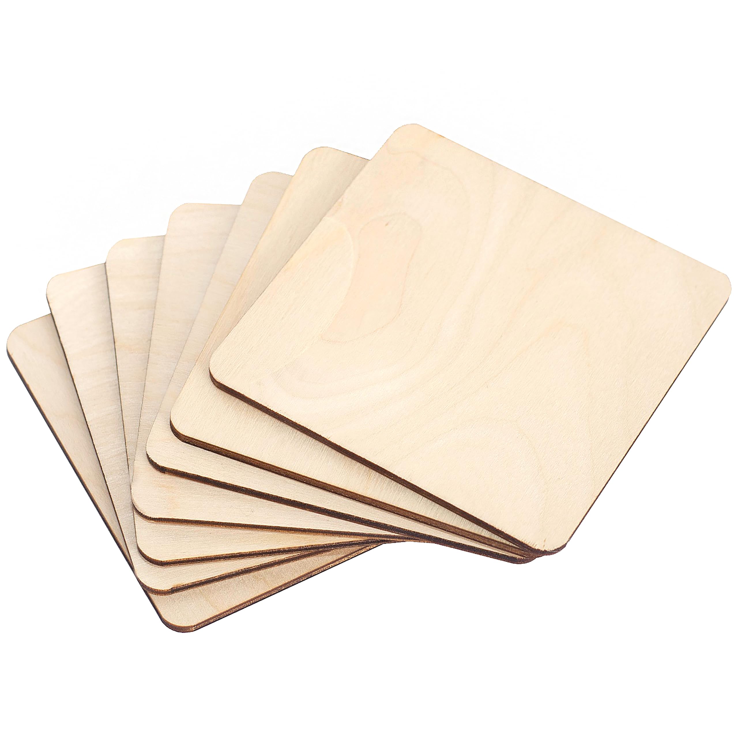 Creative Deco 10 x Square Wooden Coaster Set | 10 x 10 cm | Cutouts Coasters Blank Shapes Pyrography | Plain, Unpainted & Unfinished Wood | for Mug Cup Coffee Glass | Table Worktop & Counter Protector