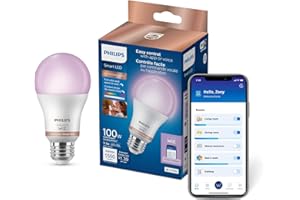 Philips Smart LED A19 E26 100W A-Line Light Bulb, Dimmable Full Color and Tunable White (2200-6500K)