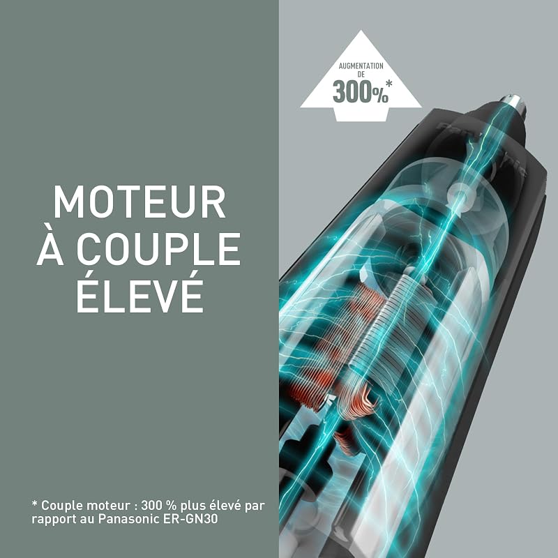 ER-GN300-K503 Tondeuse pour Poils de Nez pour Hommes, Rasoir Électrique Haut de Gamme, Tondeuse pour le Nez, les Oreilles et les Sourcils, Étanche, à Pile, Noir