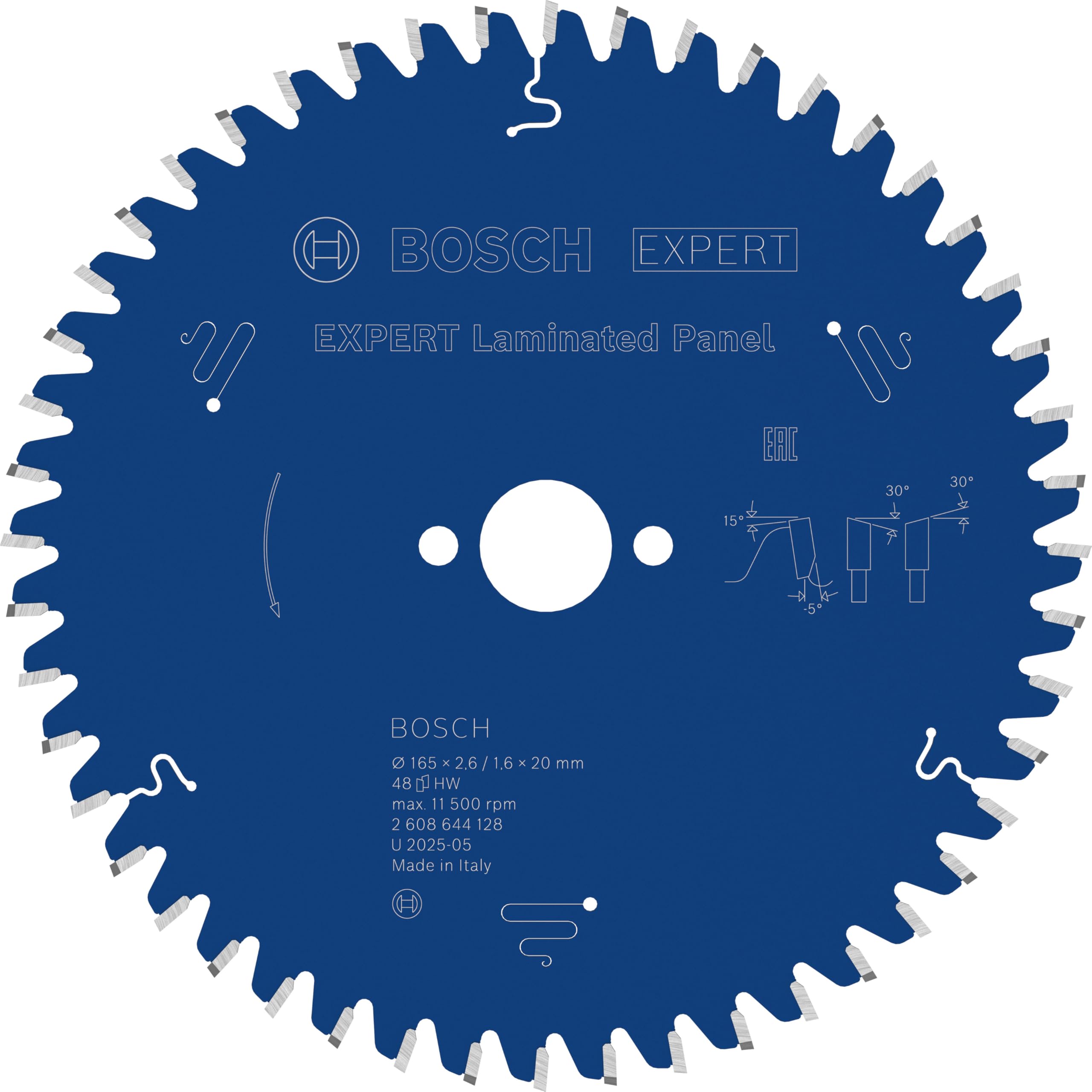 Bosch 1x EXPERT Laminated Panel Corded Circular Saw Blade for Handheld Circular Saw (for Plastic coated boards, Ø mm, Professional Accessory Hand-Held Corded Circular Saws)