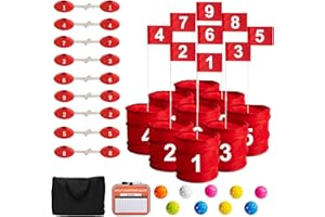 MIMIGLOO Golf Game Bucket with Flags (9 Hole Set), Portable Yard Game for Adults, Lawn Games, Hole Golf Practice Bucket Set C