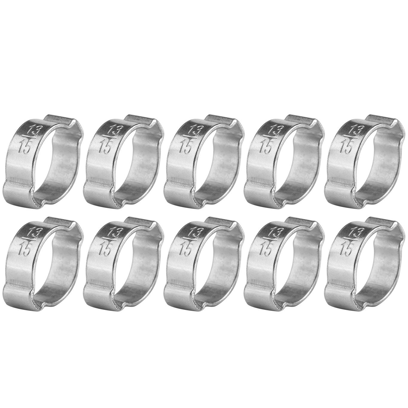 10-Piece Adjustable Worm Drive Hose Clamps, Zinc Plated Stainless Steel, Two-Ear Worm Gear Clips for Fuel, Petrol, Oil, Pipe, Tube (5-23mm Diameter, Fits 13-15mm Hose)