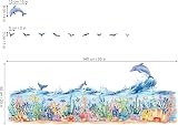 decalmile Under The Sea Wall Decals Dolphins Fish Ocean Waves 2 sheets 30x90 view 3