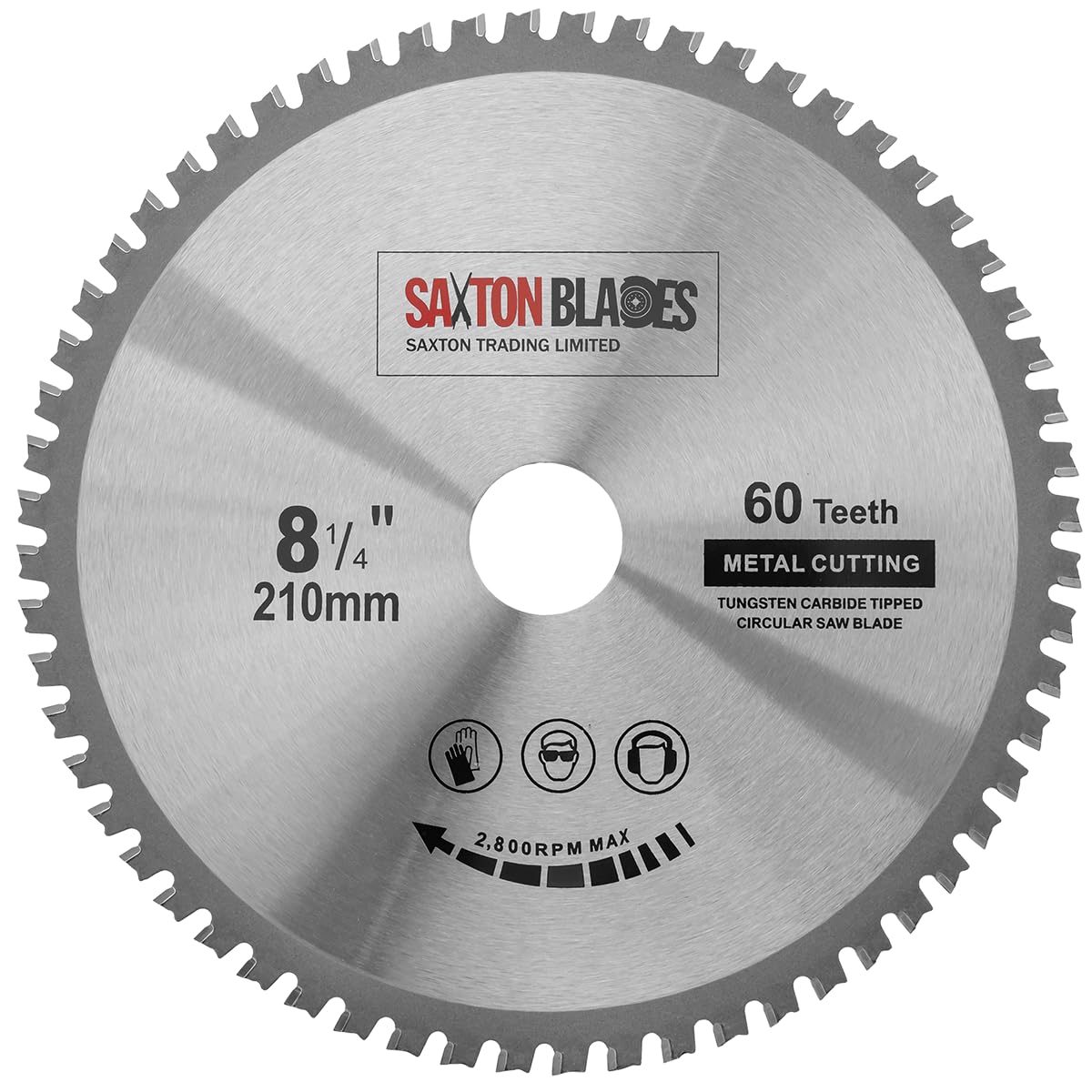 TCT21060TMB Saxton TCT Circular Steel Aluminium Copper Metal Saw Blade 210mm x 60T for Bosch Makita Dewalt Evolution Fits 216mm Saws