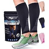 Calf Compression Sleeves for Men and Women - (1 Pair) Footless Compression Socks Support for Varicose Vein, Nursing, Pregnancy, Running - Leg Sleeve Brace for Shin Splints, Pain Relief and Swelling